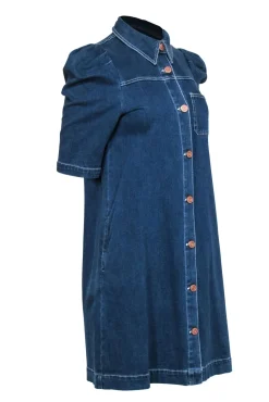 See by Chloe - Medium Wash Denim Dress w/ Rose Gold Buttons Sz 6