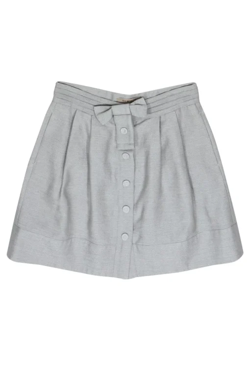 See by Chloe - Metallic Grey Linen Blend Skirt Sz 6