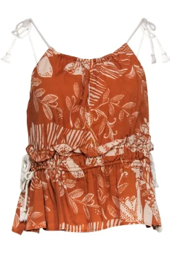 See by Chloe - Orange & Cream Printed Tank w/ Rope Straps Sz 8