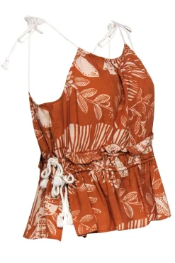 See by Chloe - Orange & Cream Printed Tank w/ Rope Straps Sz 8