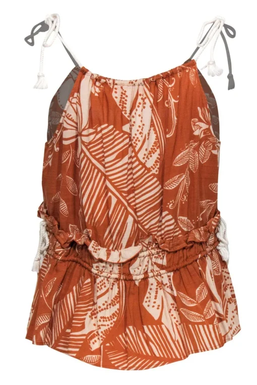 See by Chloe - Orange & Cream Printed Tank w/ Rope Straps Sz 8