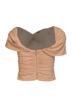 Self-Portrait - Beige Ruched Off-the-Shoulder Top Sz 2