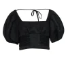 Self-Portrait - Black "Ottoman" Square Neck Top Sz 10