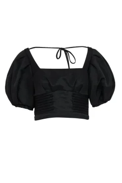 Self-Portrait - Black "Ottoman" Square Neck Top Sz 10