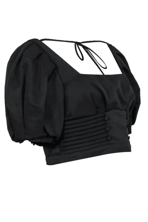 Self-Portrait - Black "Ottoman" Square Neck Top Sz 10