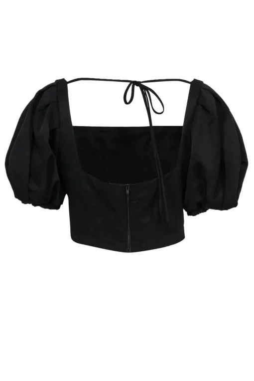 Self-Portrait - Black "Ottoman" Square Neck Top Sz 10