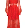 Self-Portrait - Red Lace Maxi Formal Dress Sz 6