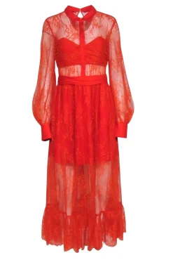 Self-Portrait - Red Lace Maxi Formal Dress Sz 6