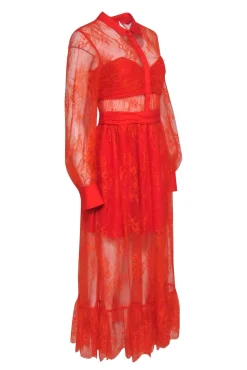 Self-Portrait - Red Lace Maxi Formal Dress Sz 6