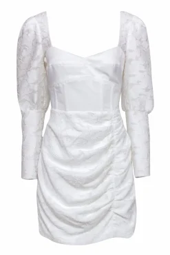 Self-Portrait - White Lace Mini Dress w/ Sweetheart Neckline & Corset Details Sz 8
