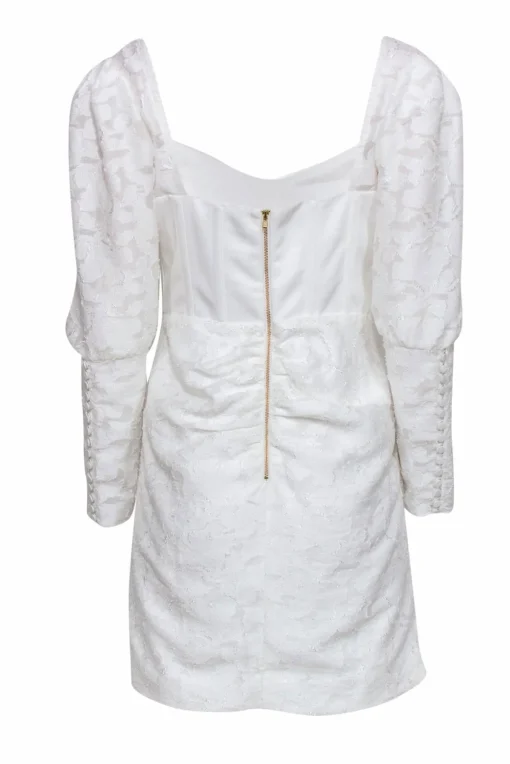 Self-Portrait - White Lace Mini Dress w/ Sweetheart Neckline & Corset Details Sz 8