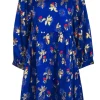 Sezane - Royal Blue w/ Gold & Multi Color Floral Print Sz 8