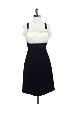 Shani - Black & Ivory Cocktail Dress w/ Beaded Waist Sz 6
