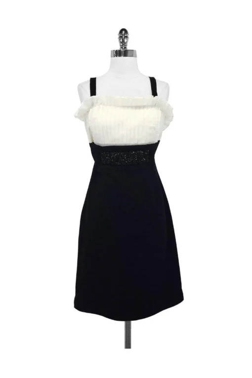 Shani - Black & Ivory Cocktail Dress w/ Beaded Waist Sz 6