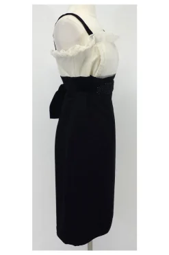 Shani - Black & Ivory Cocktail Dress w/ Beaded Waist Sz 6