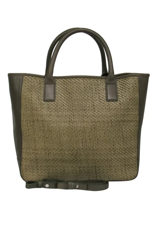 Shinola - Olive Green Woven Leather Tote Bag