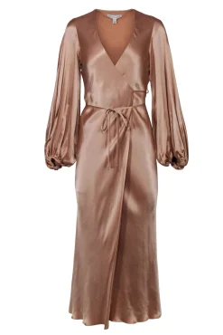 Shona Joy – Pink Puff Sleeve Wrap Maxi Dress Sz 2