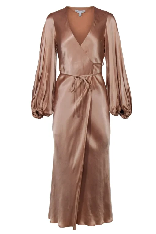 Shona Joy – Pink Puff Sleeve Wrap Maxi Dress Sz 2