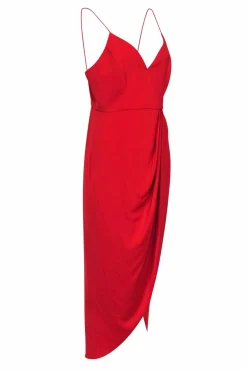 Shona Joy - Red Sleeveless Wrap-Style Maxi Dress Sz 8