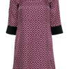 Shoshanna - Black & Pink Diamond Shift Dress w/ Beading Sz 2