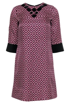 Shoshanna - Black & Pink Diamond Shift Dress w/ Beading Sz 2