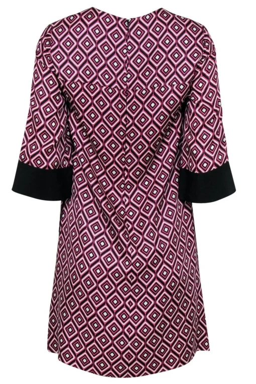 Shoshanna - Black & Pink Diamond Shift Dress w/ Beading Sz 2