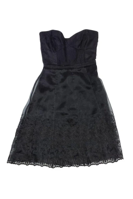 Shoshanna - Black Strapless Floral Skirt Dress Sz 4