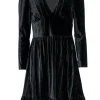 Shoshanna - Black Velvet Ribbed Cocktail Dress Sz 4