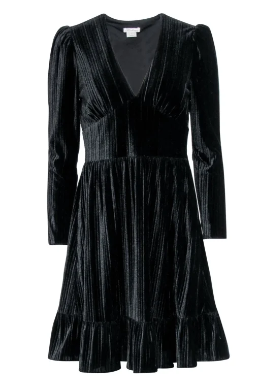 Shoshanna - Black Velvet Ribbed Cocktail Dress Sz 4