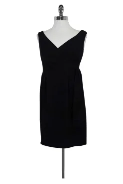 Shoshanna - Black V-Neck Dress w/ Side Pleated Detail Sz 4