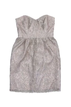 Shoshanna - Blush & Silver Lace Strapless Dress Sz 4