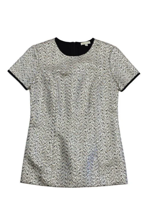 Shoshanna - Blush & Silver Metallic Short Sleeve Top Sz 0