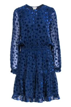 Shoshanna - Cobalt Silk & Velvet Floral Dess Sz 8