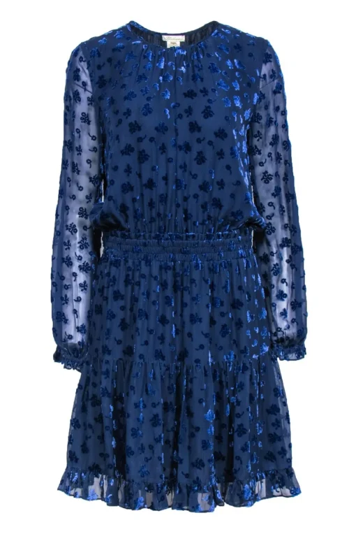 Shoshanna - Cobalt Silk & Velvet Floral Dess Sz 8