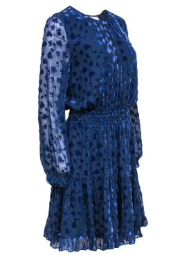 Shoshanna - Cobalt Silk & Velvet Floral Dess Sz 8