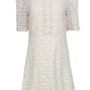 Shoshanna - Cream Lace Cropped Sleeve Dress w/ Ruffles Sz 12