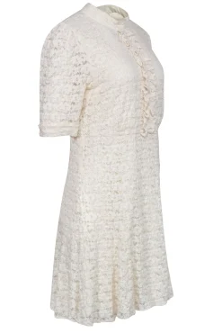 Shoshanna - Cream Lace Cropped Sleeve Dress w/ Ruffles Sz 12