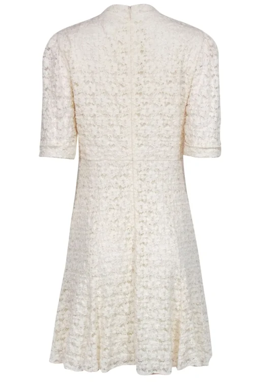 Shoshanna - Cream Lace Cropped Sleeve Dress w/ Ruffles Sz 12