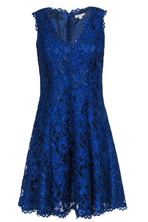 Shoshanna - Indigo Blue Lace Flared Mini Dress Sz 6
