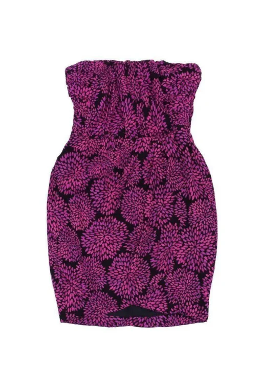 Shoshanna - Magenta & Black Floral Print Strapless Dress Sz 4