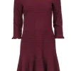 Shoshanna - Maroon Textured Ruffled Sheath Dress w/ Flounce Hem Sz 4