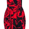 Shoshanna - Navy & Red Floral Print Cotton Strapless Dress Sz 2