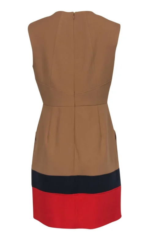 Shoshanna - Tan Layered Hemline Sheath Dress w/ Pockets Sz 10