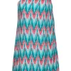 Shoshanna - Turquoise & Pink Abstract Print One Shoulder Shift Dress Sz 8