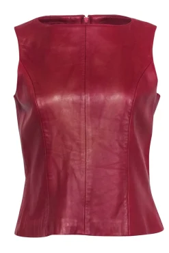 Siena Studio - Red Leather Sleeveless Top Sz M