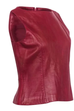 Siena Studio - Red Leather Sleeveless Top Sz M