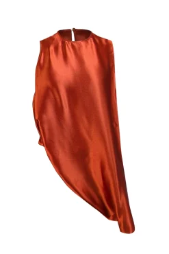 Sies Marjan - Orange Silk Asymmetrical Draped Top Sz 2