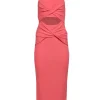 Significant Other - Coral Orange Ribbed Knit Halter Dress w/ Cut Out Sz 2