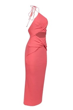 Significant Other - Coral Orange Ribbed Knit Halter Dress w/ Cut Out Sz 2