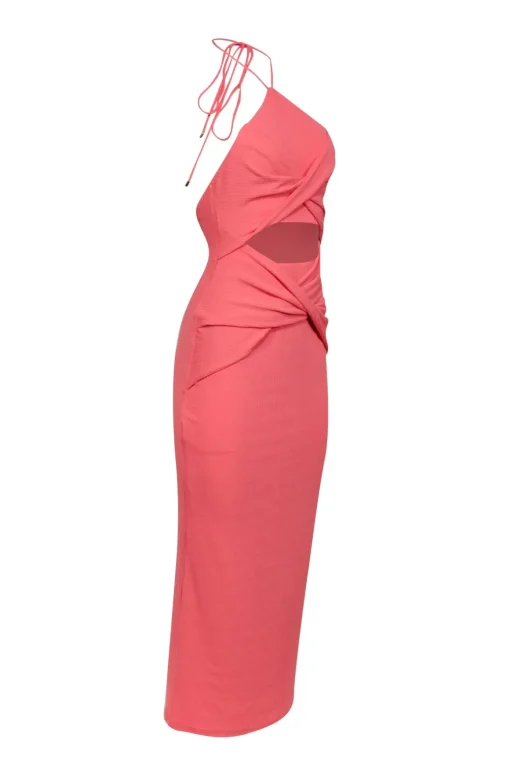 Significant Other - Coral Orange Ribbed Knit Halter Dress w/ Cut Out Sz 2